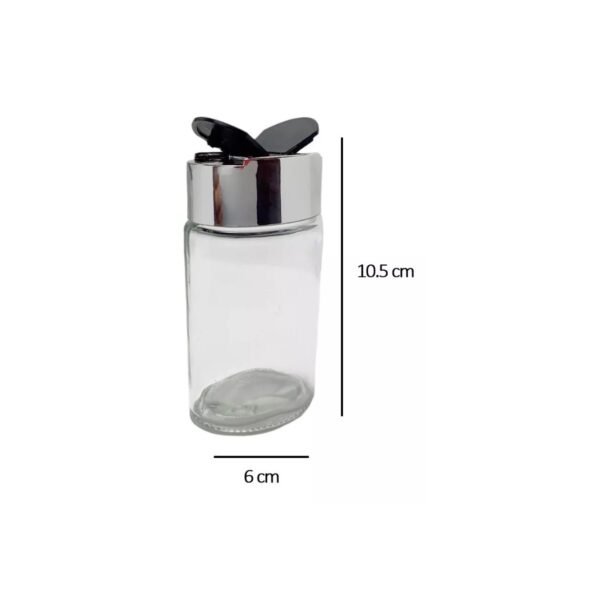 Especiero de Vidrio x6 Frascos con Tapa Plastica y Soporte de Metal