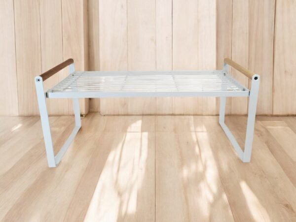 Estante Alambre con Madera Blanco