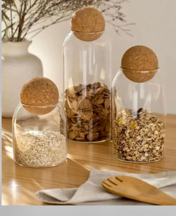 Frasco de Vidrio Borosilicato con Tapa Corcho 850ml