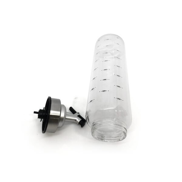 Aceitera de vidrio acero con pico y medidas 450ml