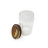 Frasco organizador hermético vidrio rayado con tapa madera 15,5cm