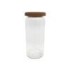 Frasco organizador hermético vidrio liso con tapa madera 20cm
