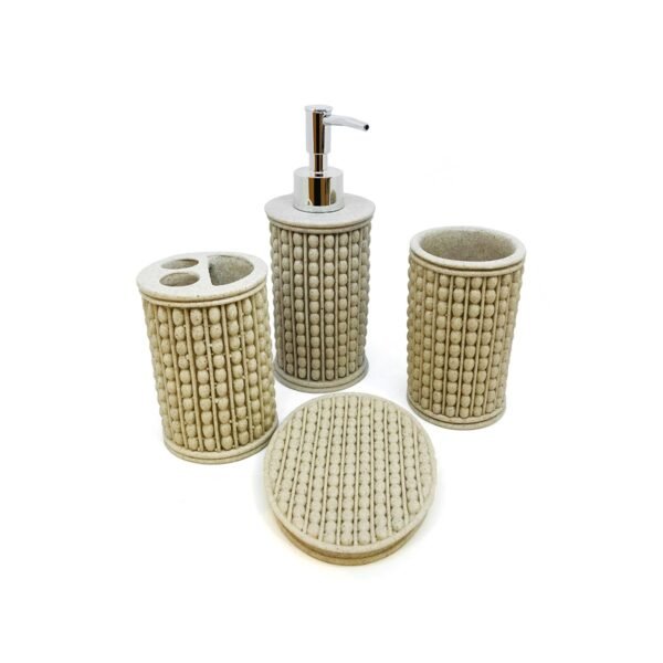 Set de baño 4 piezas resina vaso cepillo jabonera