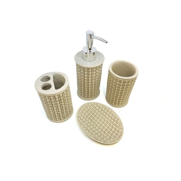 Set de baño 4 piezas resina vaso cepillo jabonera