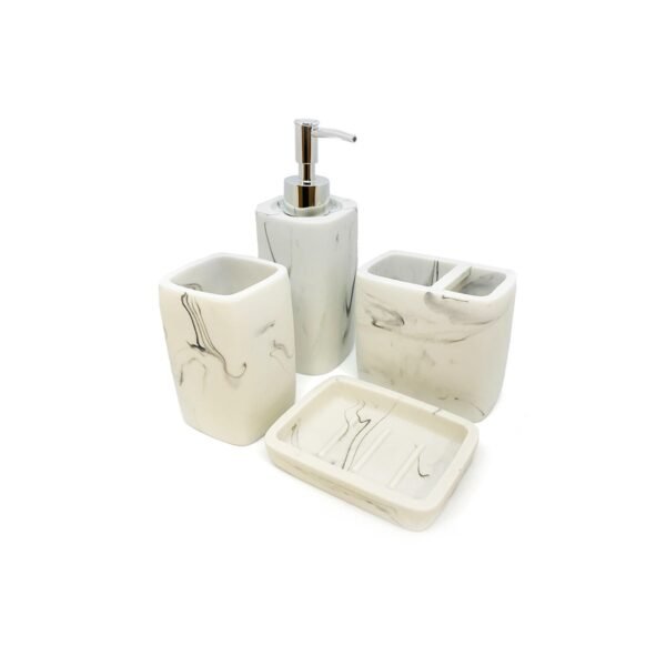 Set de baño 4 piezas resina vaso cepillo jabonera