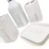 Set de baño 4 piezas resina vaso cepillo jabonera color blanco