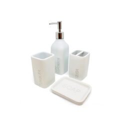 set de baño 4 piezas resina blanco con fondo blanco