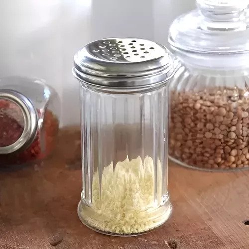 Quesera condimentero especiero de vidrio y tapa de acero 300ml