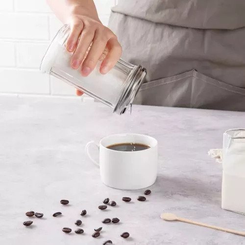 Azucarera de vidrio dosificador de azúcar con tapa acero 300ml