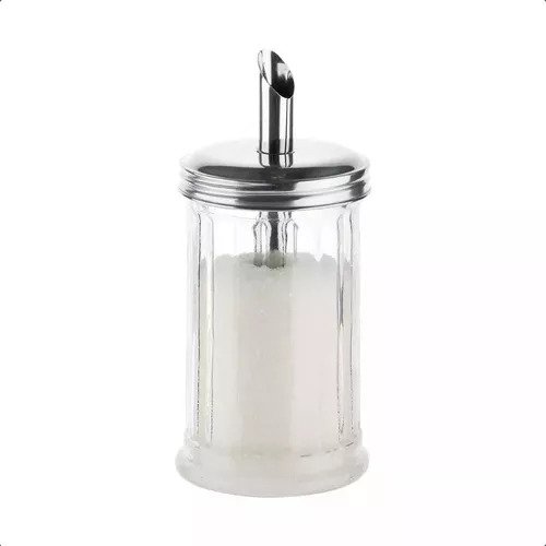 Azucarera de vidrio dosificador azúcar con pico tapa de acero 300ml