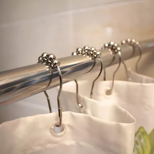 Set x12 ganchos para cortina de baño con bolitas de acero