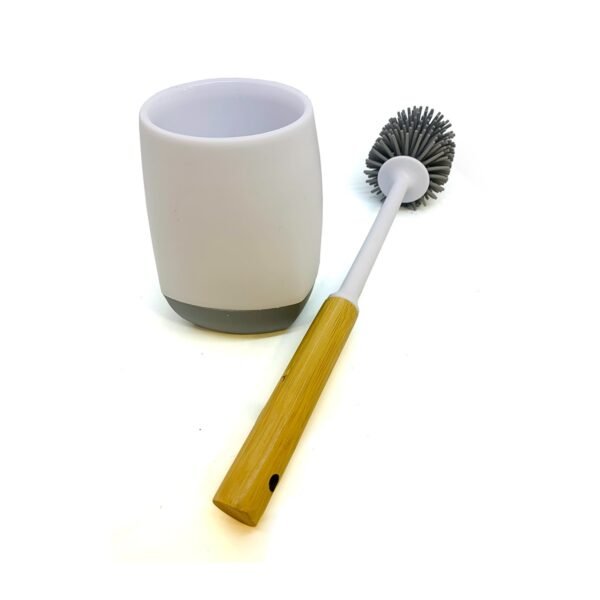 Escobilla de baño cepillo silicona mango madera con base