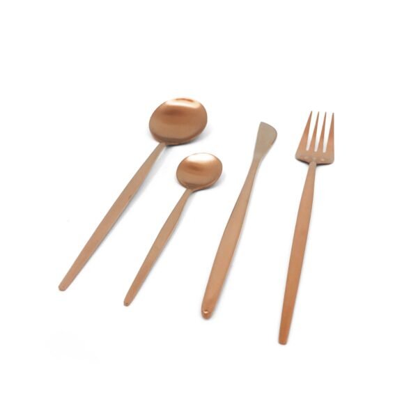 Set cubiertos x16 piezas acero inoxidable color rosa matte