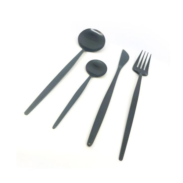 Set cubiertos x16 piezas acero inoxidable color negro matte