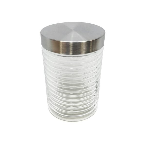 Frasco de vidrio rayado con tapa de acero 1200ml