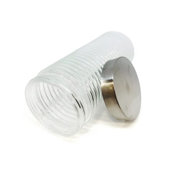Frasco de vidrio rayado con tapa de acero 2000ml