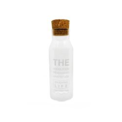 botella de agua tapa corcho 1000ml con fondo blanco