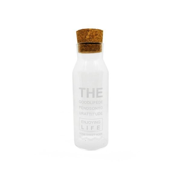 botella de agua tapa corcho 1000ml con fondo blanco
