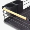 Secaplatos escurridor negro con mango de madera