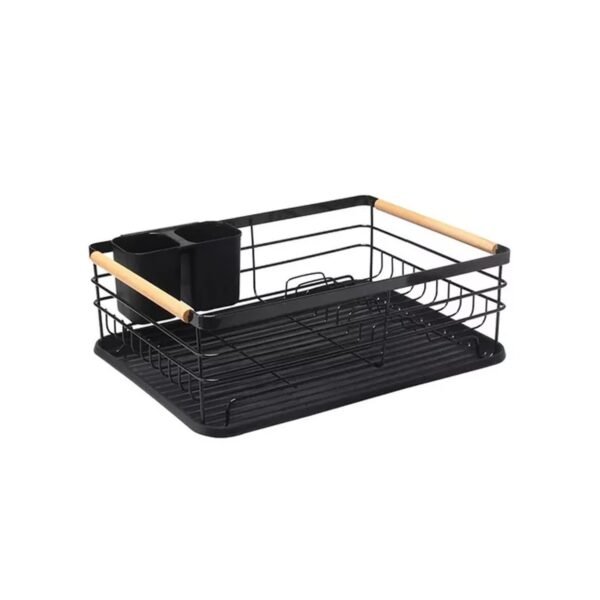 Secaplatos escurridor negro con mango de madera