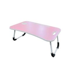 bandeja de cama rosa con patas plegables blancas sobre fondo blanco