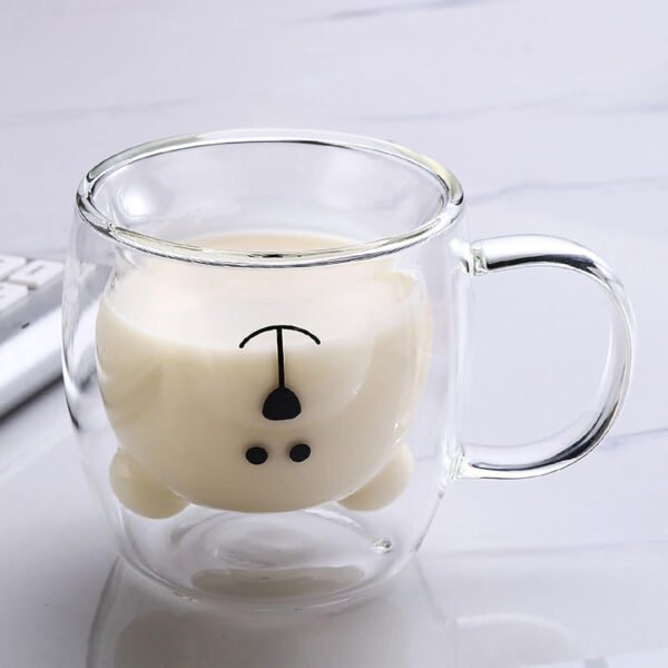 Taza de café doble vidrio "Osito" con asa 300ml