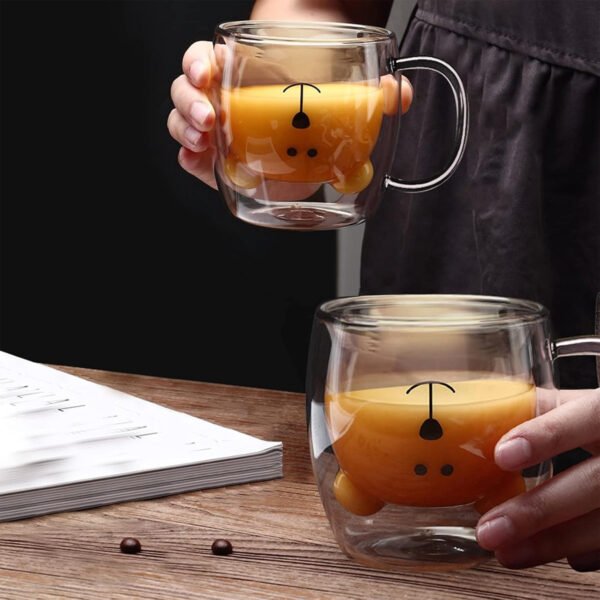 Taza de café doble vidrio "Osito" con asa 300ml