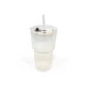 Jarro de vidrio con rayas con sorbete y tapa 450ml
