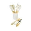 Set x11u utensilios con mango de madera y punta de silicona color