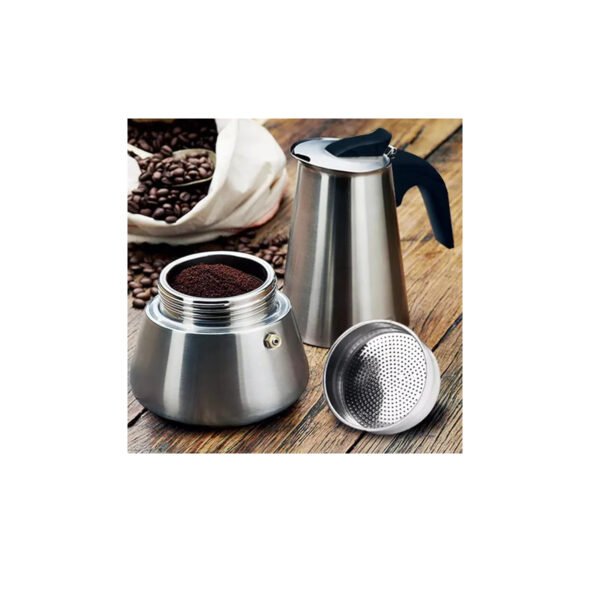 Cafetera italiana de acero con asa negra 450ml
