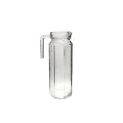 Jarra de vidrio hexagonal 1 litro con tapa blanca