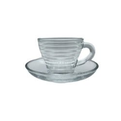 Taza cafe vidrio con plato 90ml kandy