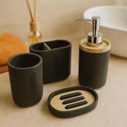 Set de baño negro de resina 4 piezas
