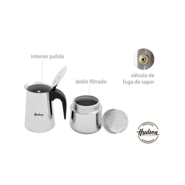 Cafetera italiana hudson 6 pocillos acero inoxidable
