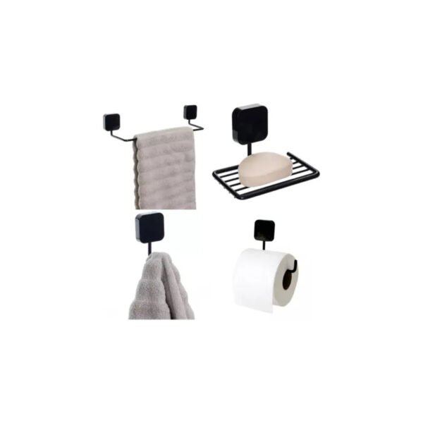 set de baño metaltru negro con fondo blanco