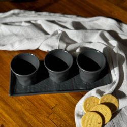 Taza de café de cerámica 92cc organic gris