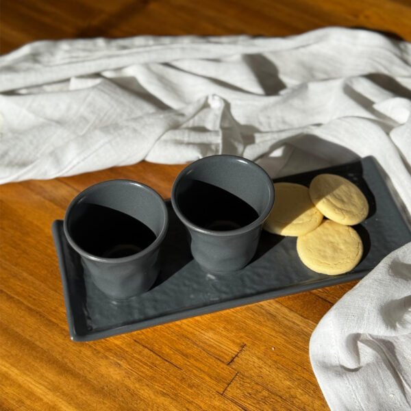 Taza de café de cerámica 92cc organic gris