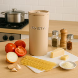 Lata para fideos metálica color nude Línea Campbell´s