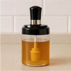 frasco para condimentos con pincel con fondo